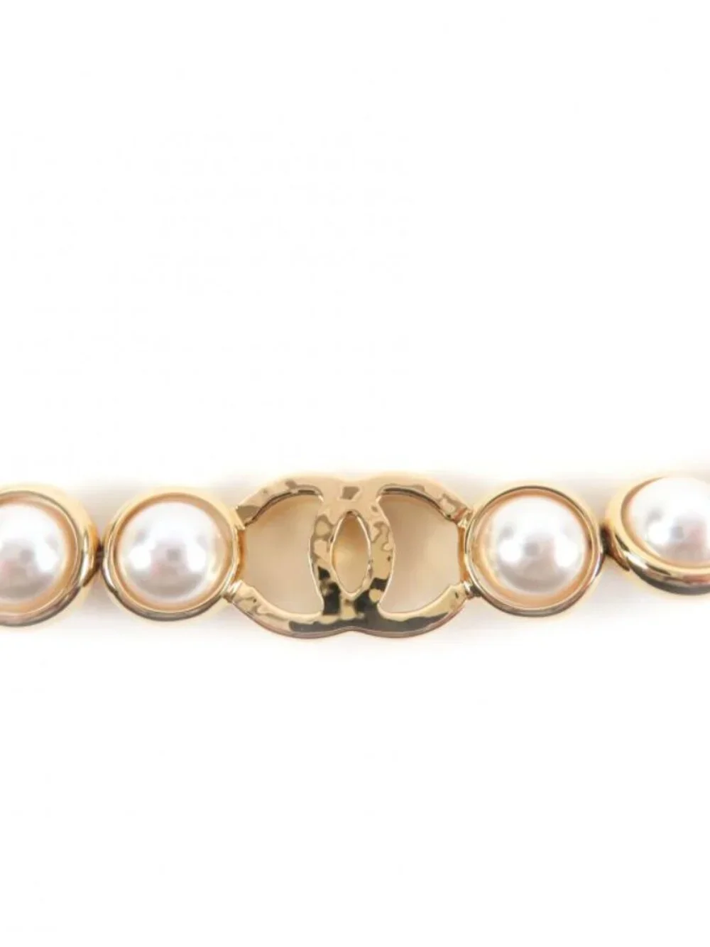 Chanel CC Logo Faux Pearl Chain Belt White Gold - Picture 7 of 9